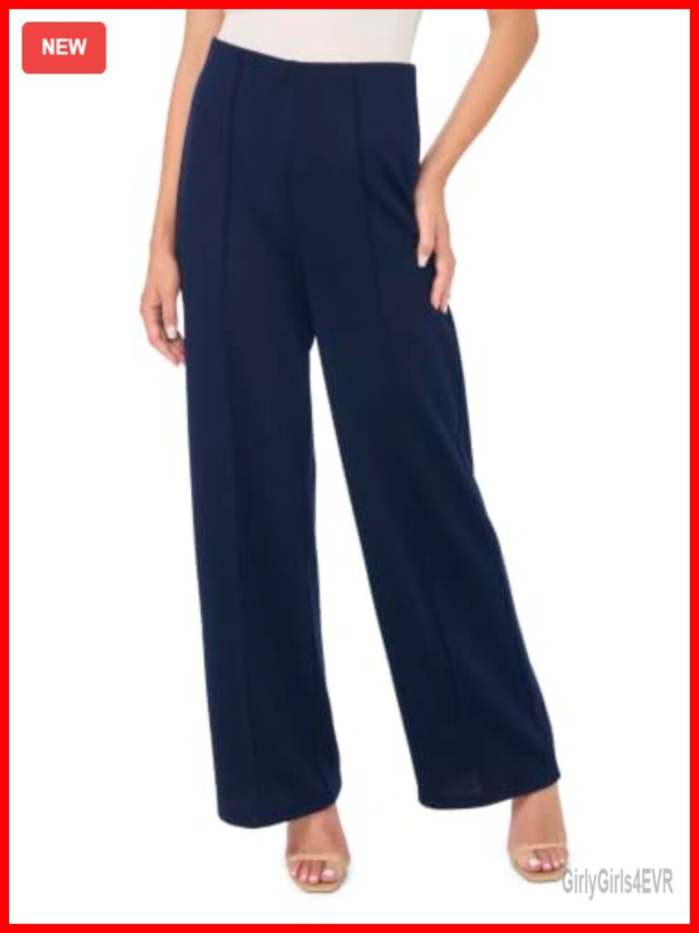 Wide Leg Pull On Trouser Pant Relaxed Fit Office Casual